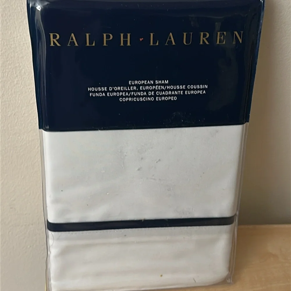 RL King Palmer Percale TC464 White/Polo Navy Duvet Cover & Std and Euro Shams
